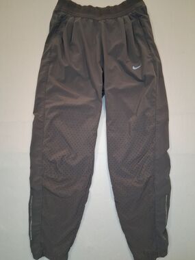 Nike Running Division Gray Athletic Pants Reflective Swoosh Women Size S Pockets